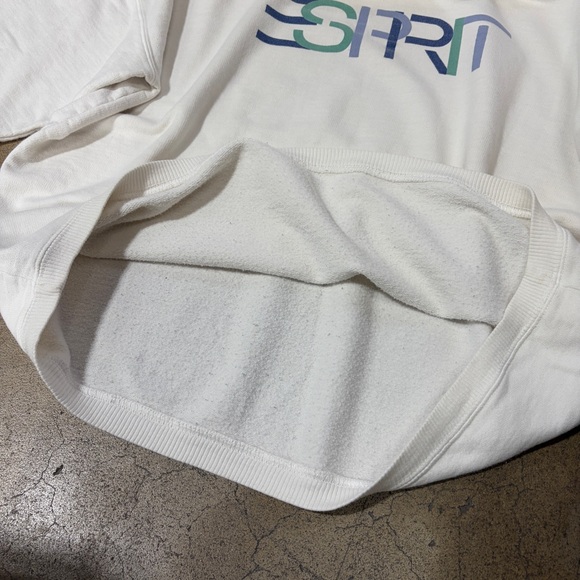 Vintage Esprit White Pullover Sweatshirt Long Sleeve with Multicolor Logo 90s - Picture 7 of 9